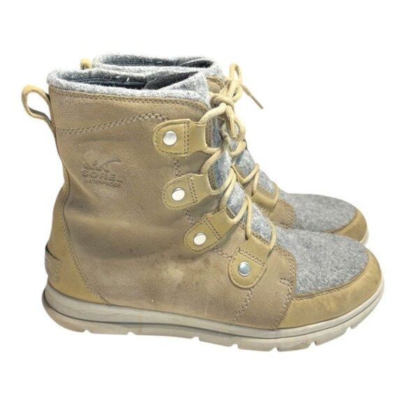 Sorel Joan Explorer Leather Boots Beige/Gray Size 9.5 - Picture 1 of 9